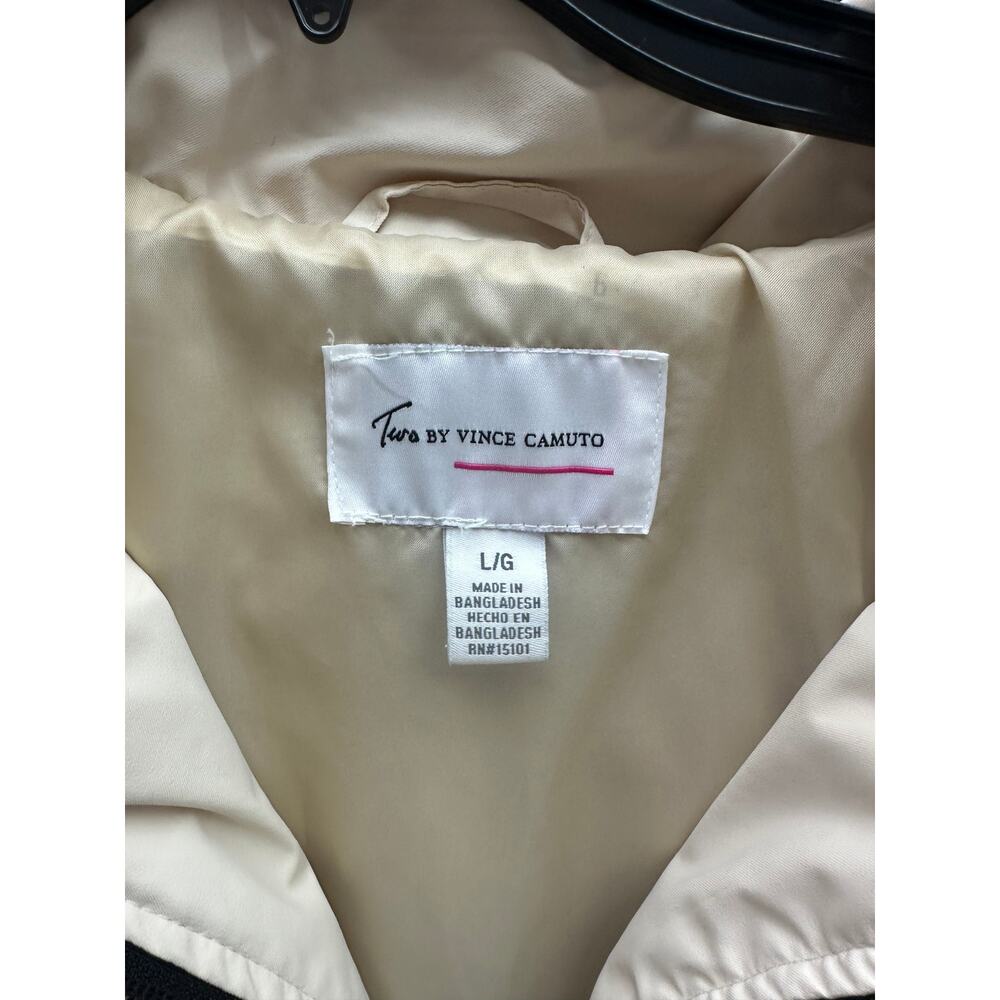 Two by Vince Camuto Zipper Removable Hood Rain Jacket Women's L Tan Cream - Picture 4 of 4